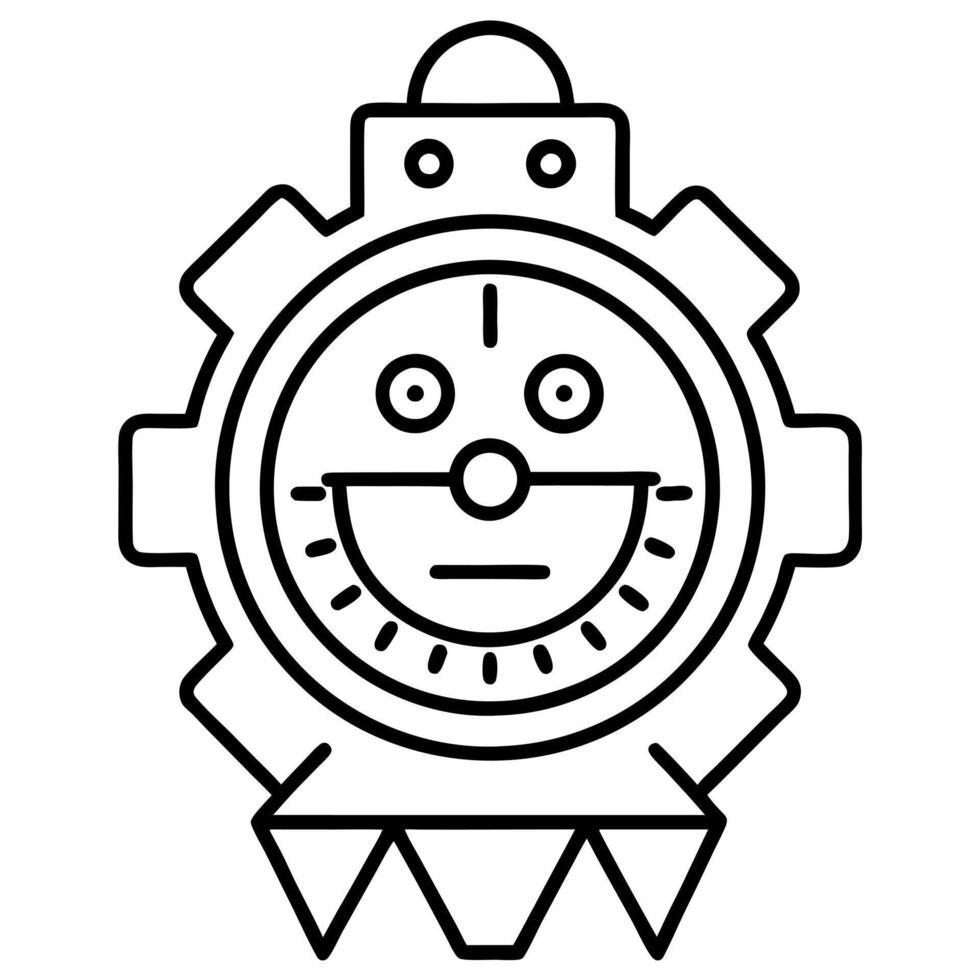 clockwork guaba pixel art and minimalist style, illustration line art vector