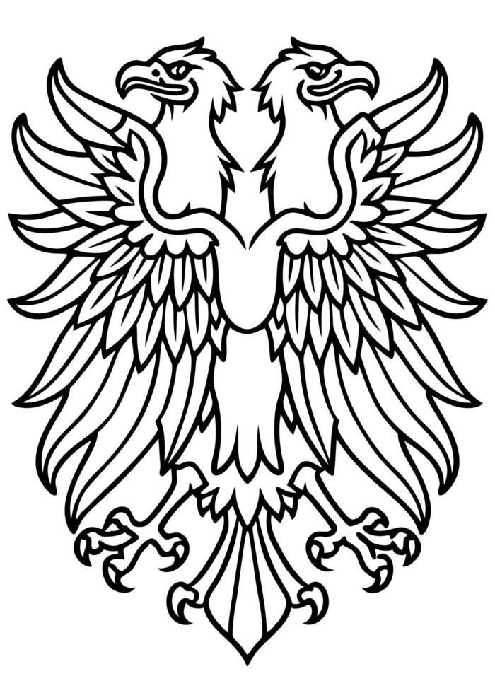 Two eagles with wings in black and white vector