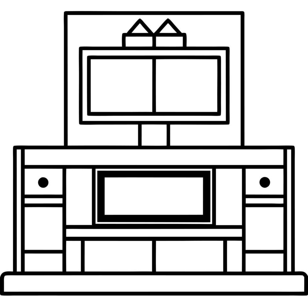 Tv stand with tv and tv stand coloring pages vector