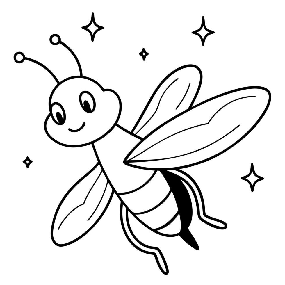 A cartoon bee coloring page vector