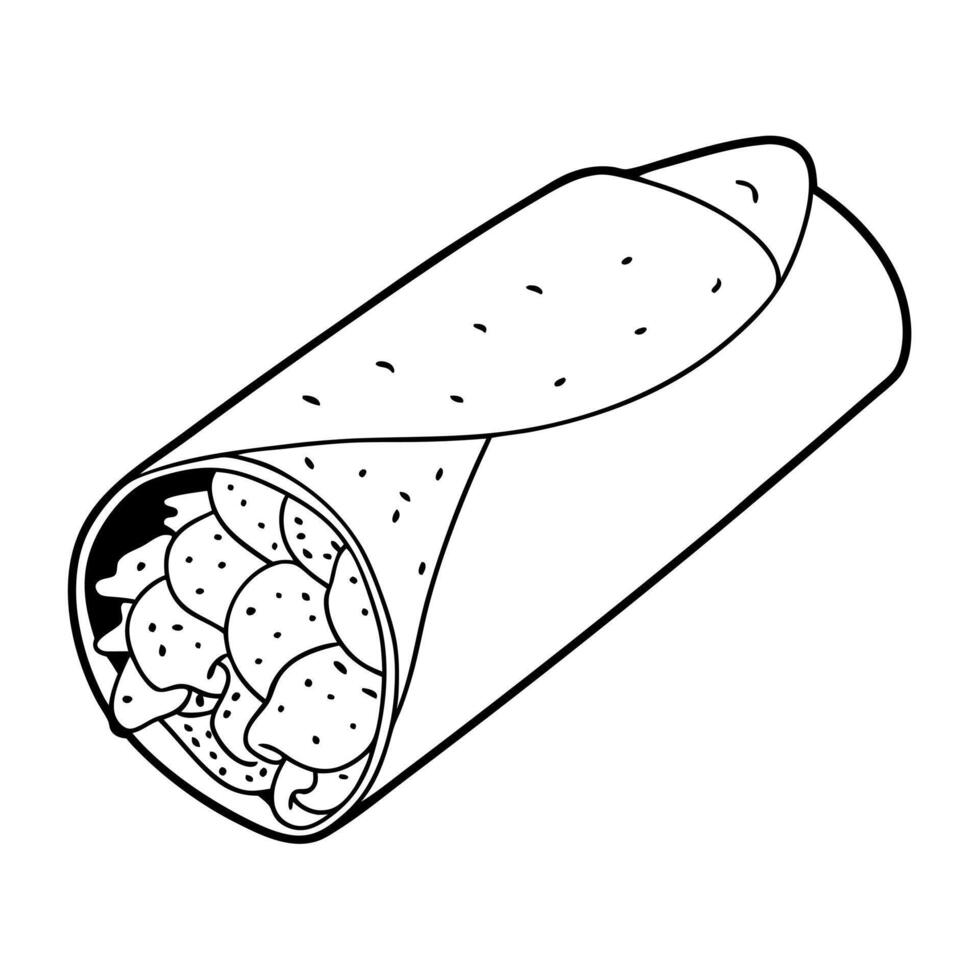 paneer roll, illustration line art vector