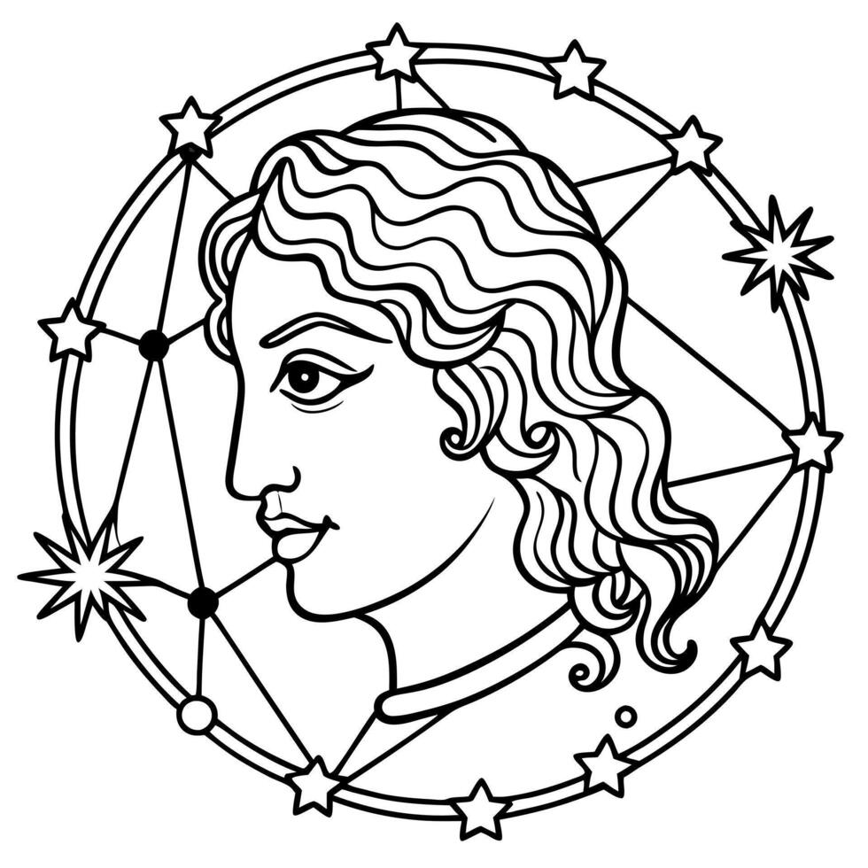 The zodiac sign of virgo in a circle vector