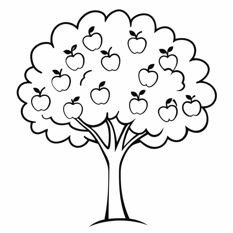 Apple tree coloring pages vector
