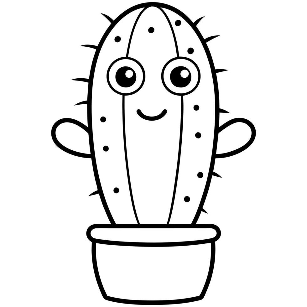 Cute cactus coloring pages vector