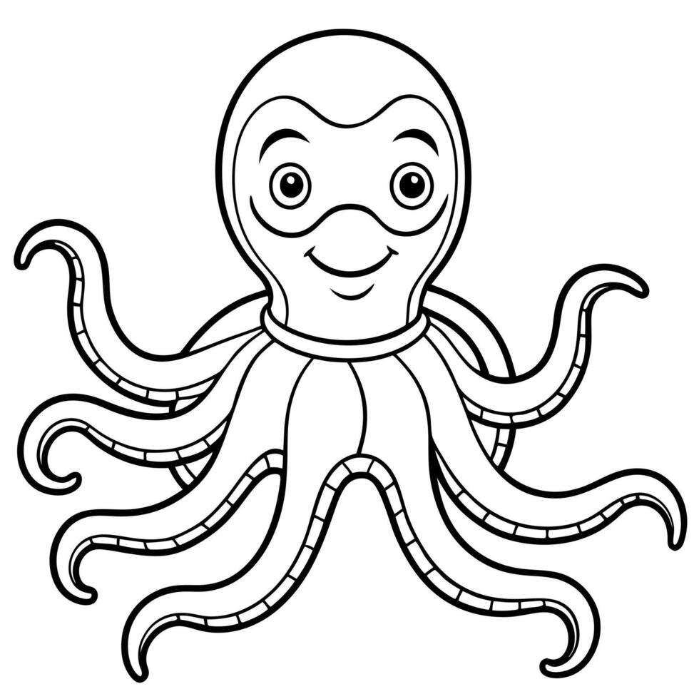 Octopus coloring pages for kids vector