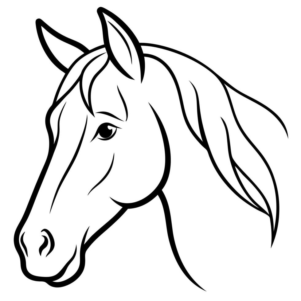 Horse head outline on white background vector