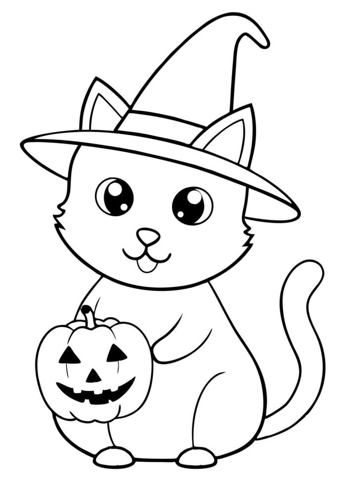 Halloween cat coloring pages vector