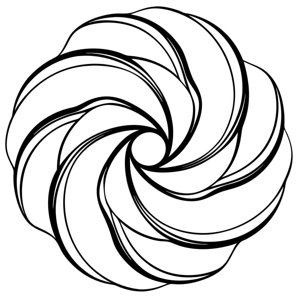 A black and white drawing of a spiral vector