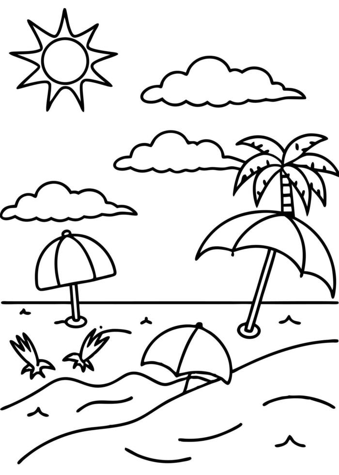 Beach scene coloring pages 51003542 - Beach Scene Coloring Pages Vector 