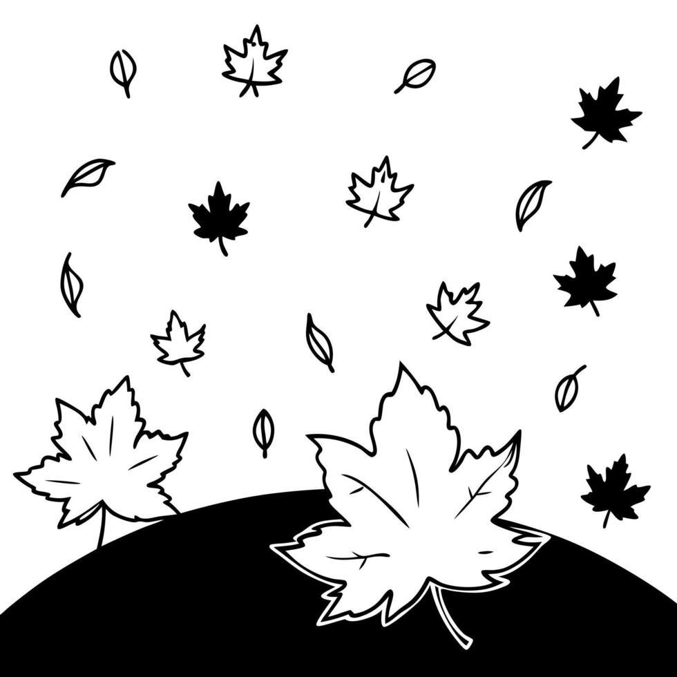 Autumn leaves coloring pages vector