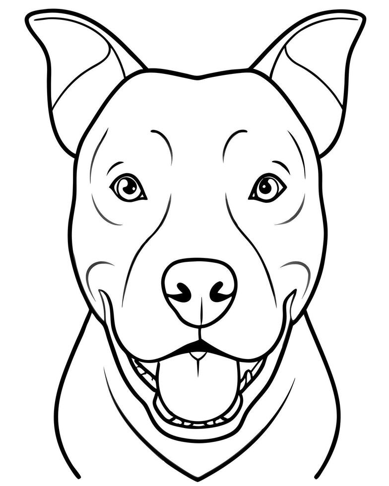 american staffordshire terrier entire head front view happy, illustration line art vector