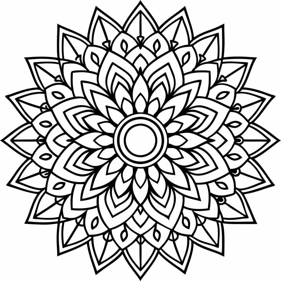 A black and white mandala coloring page vector