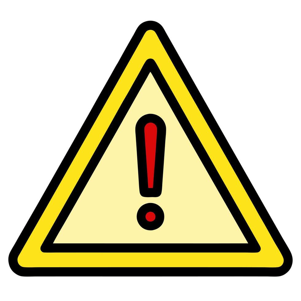 A yellow warning sign with an exclamation mark vector