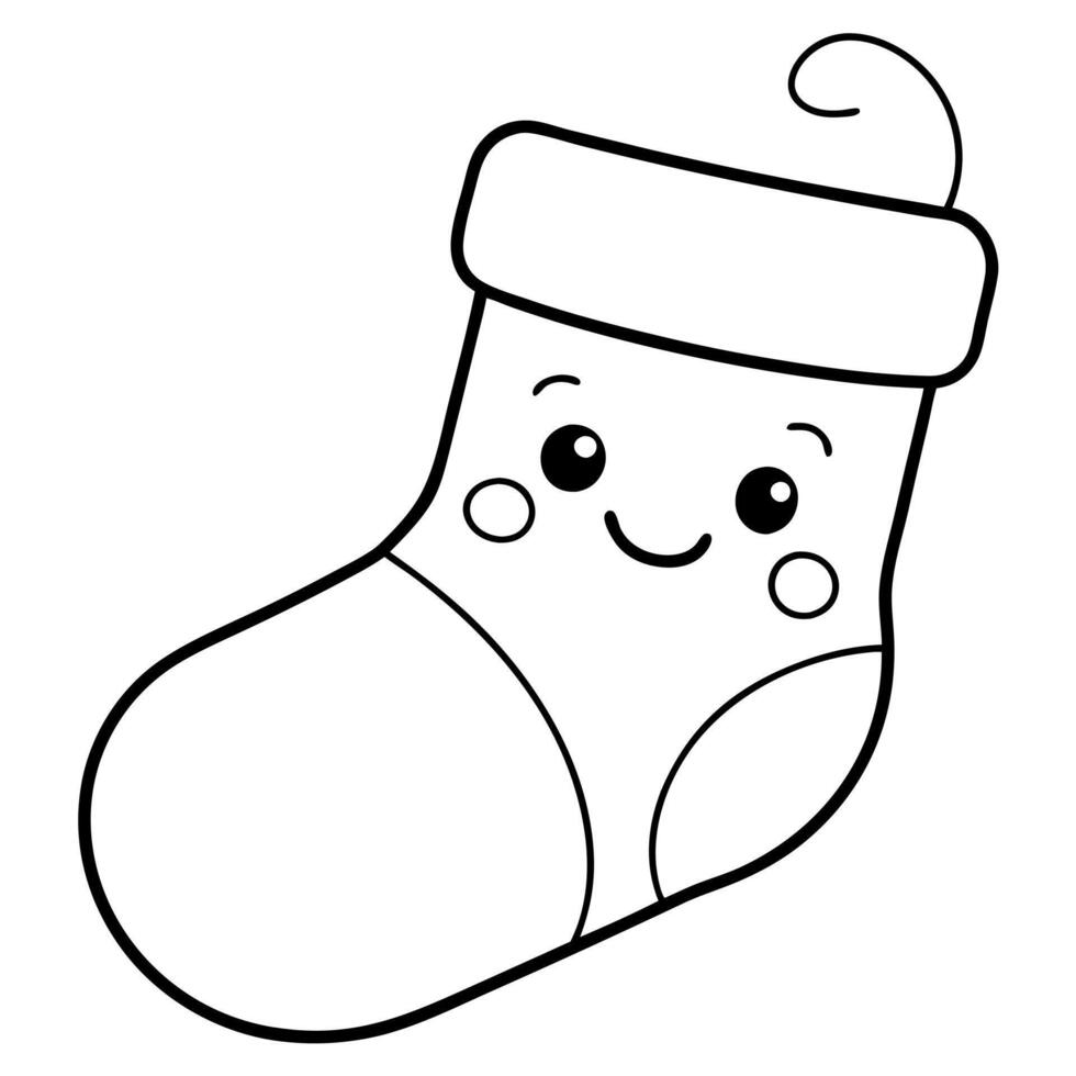 A christmas stocking coloring page vector