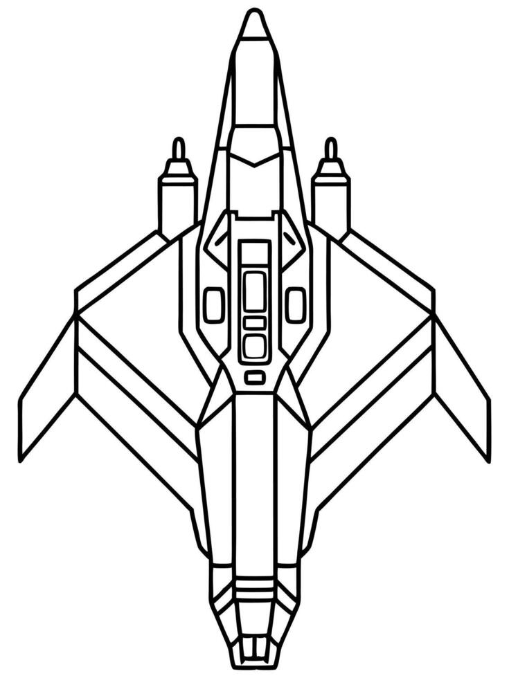 Space fighter jet coloring pages vector