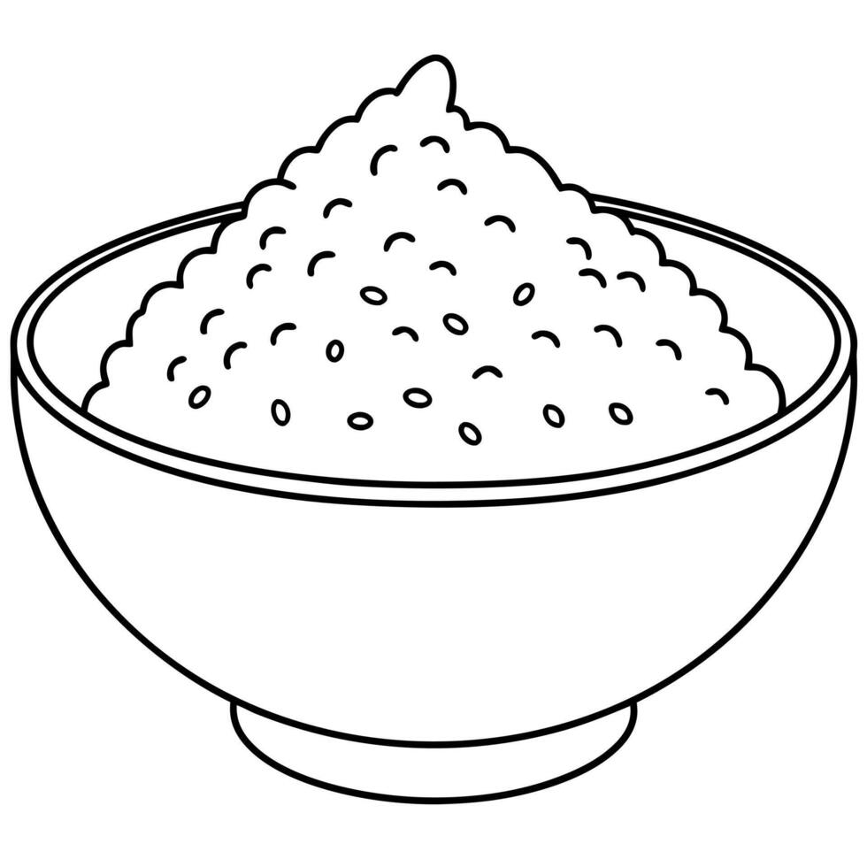 Rice in bowl coloring page vector