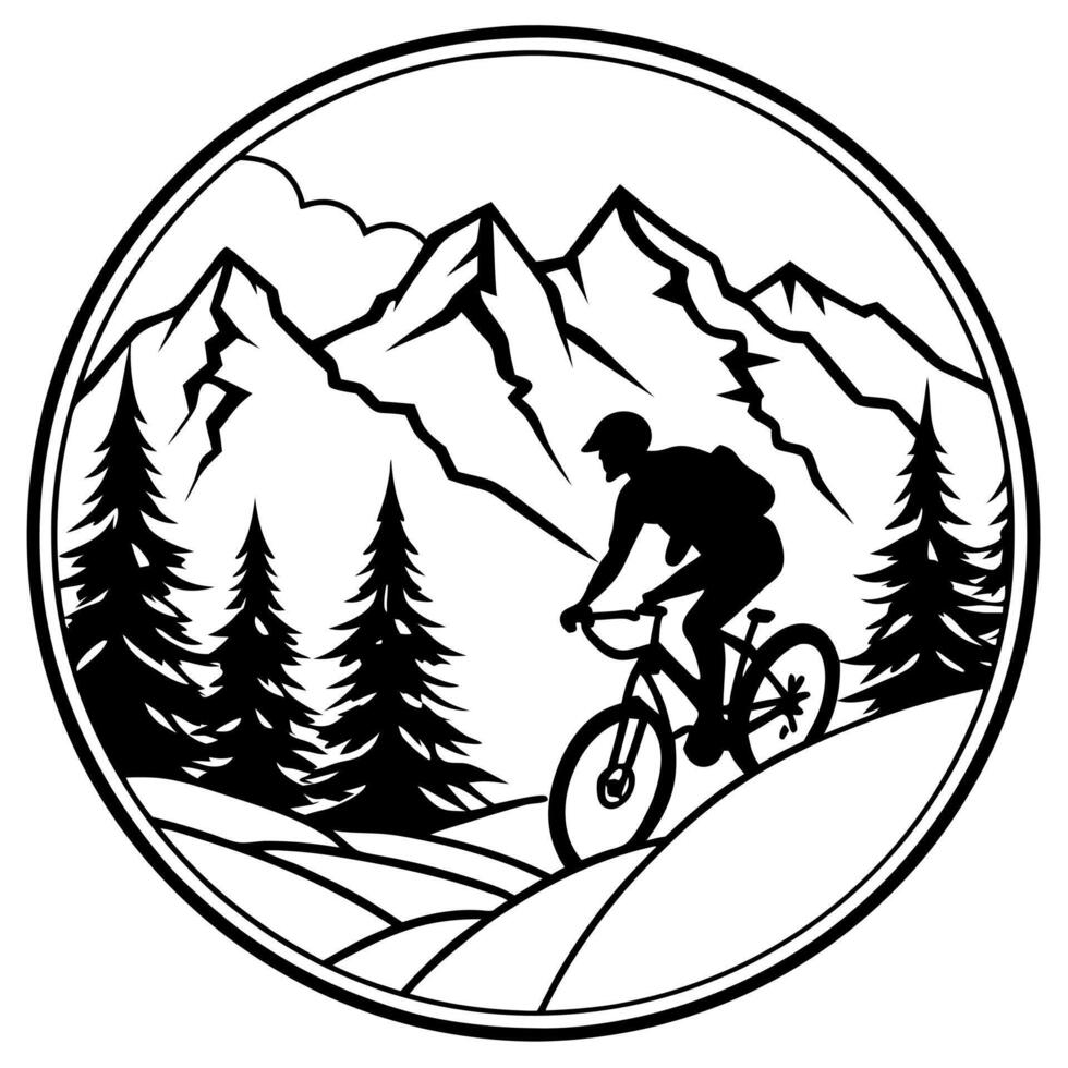 Mountain bike rider in the mountains vector