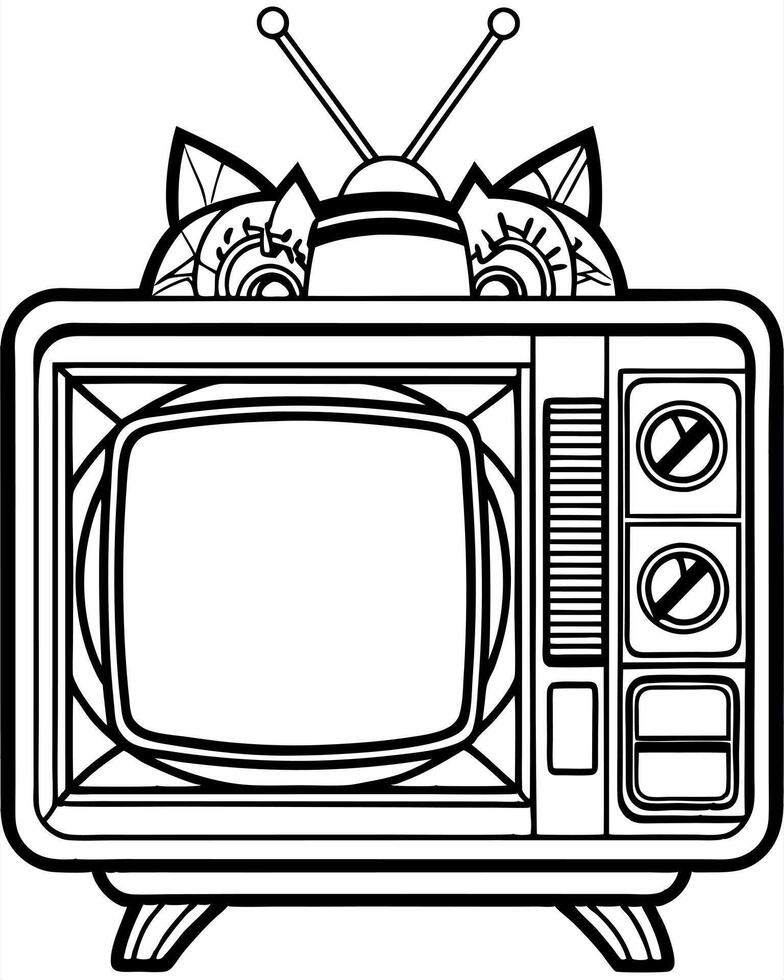 Tv with cat eyes vector
