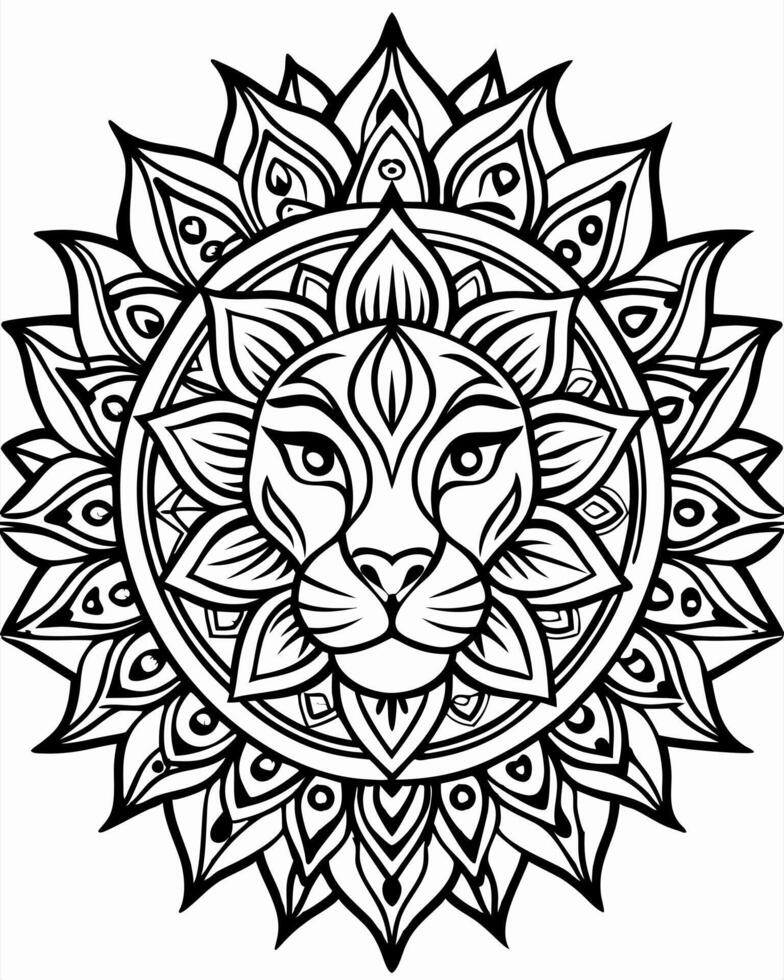 A lion head in a mandala design vector