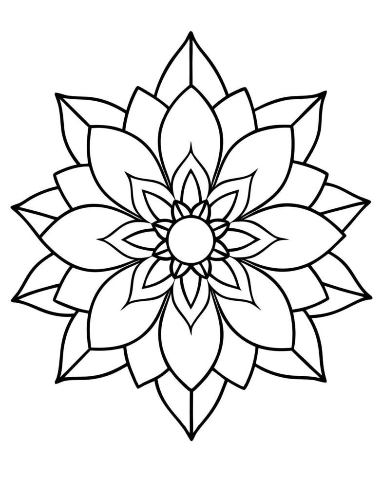 A flower coloring page with a large flower vector