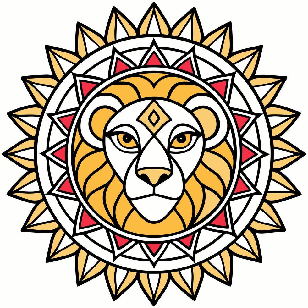 A lion head in a circular design vector
