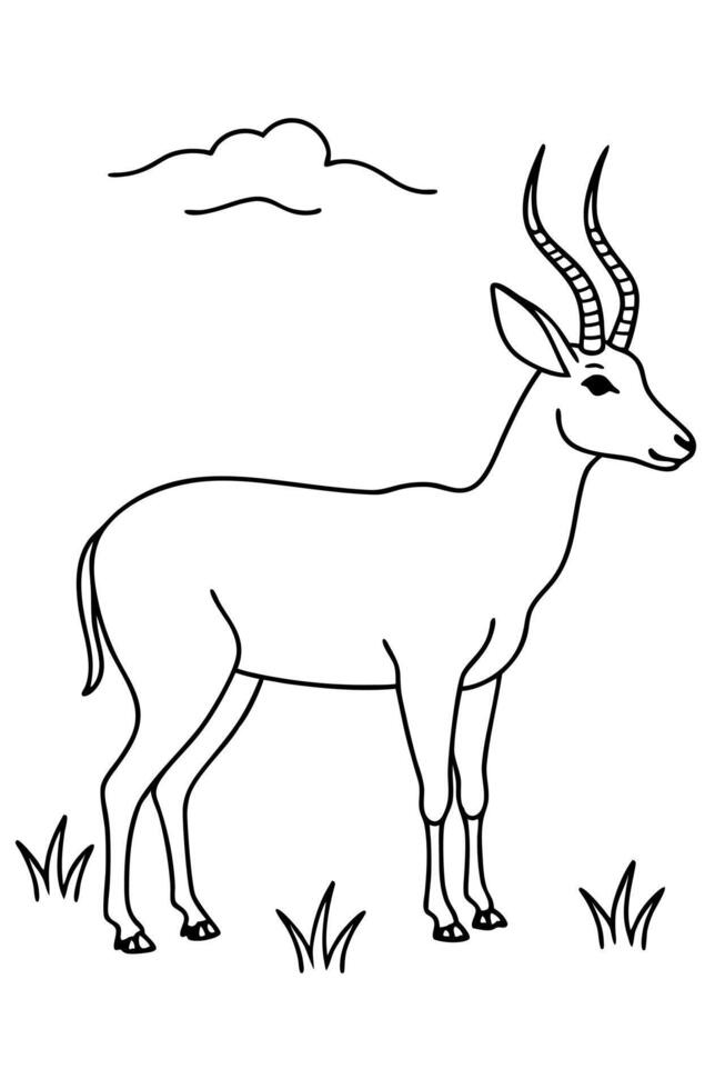 A black and white drawing of a deer vector
