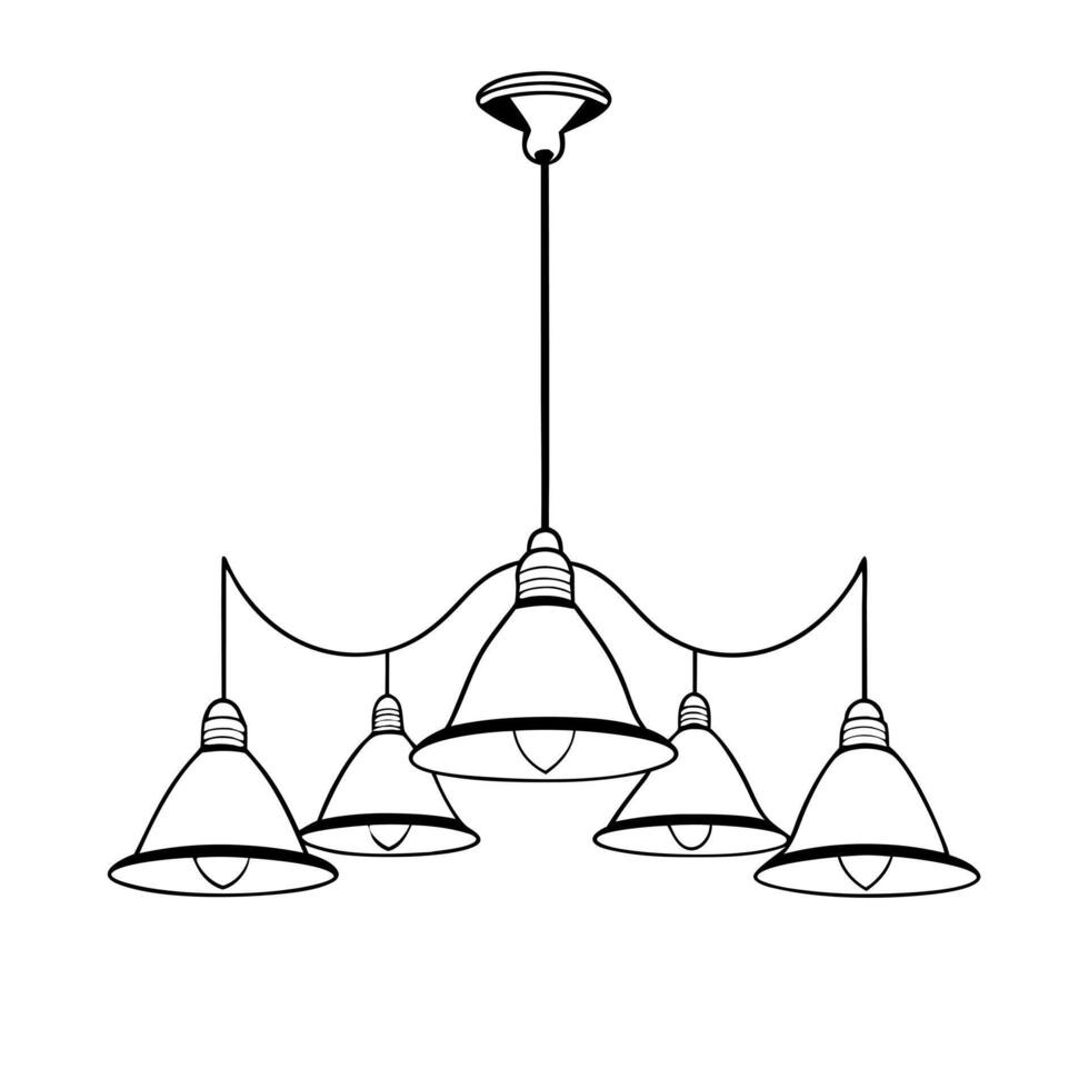lighting and installation of light fixtures, illustration line art vector