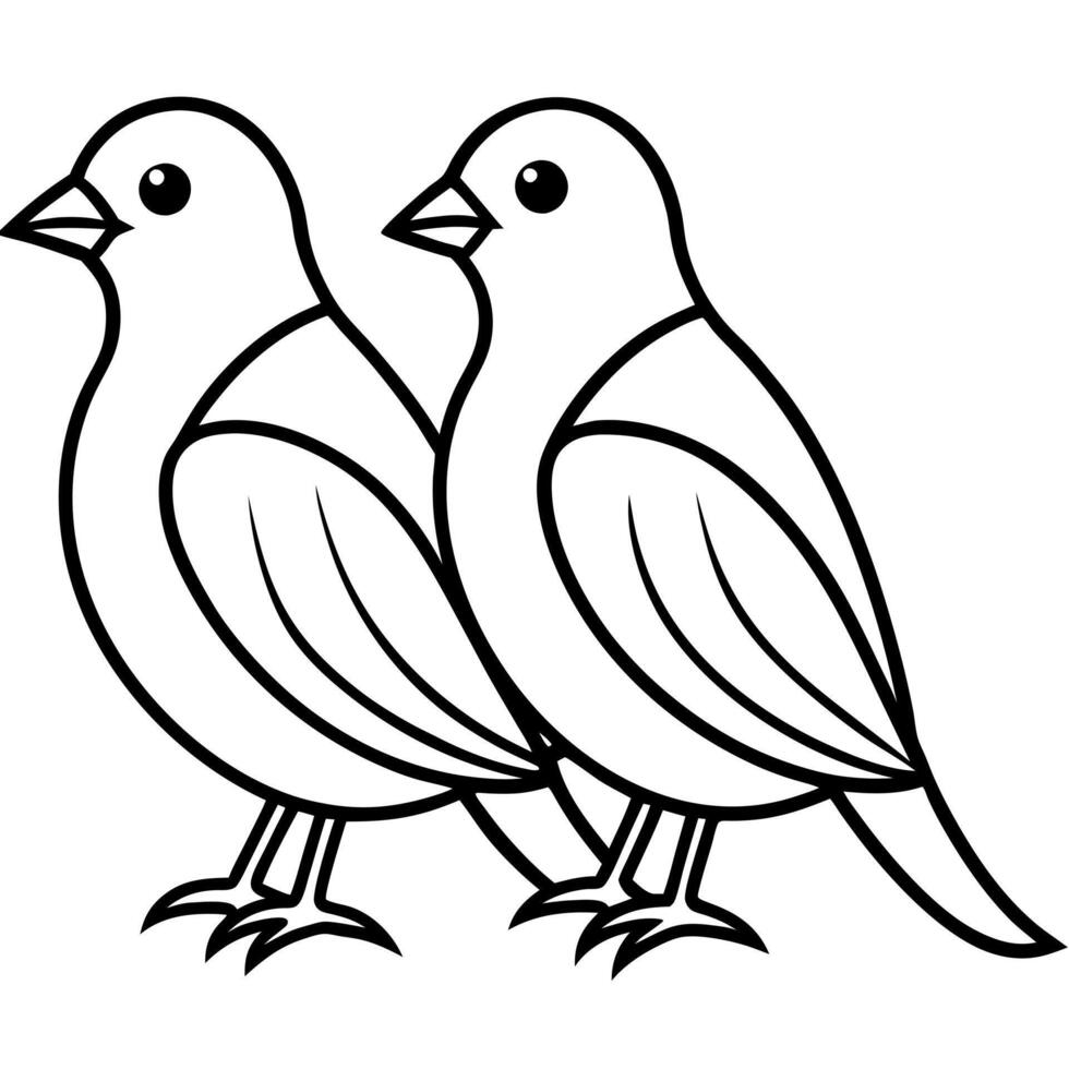 Two birds sitting on a branch coloring page vector