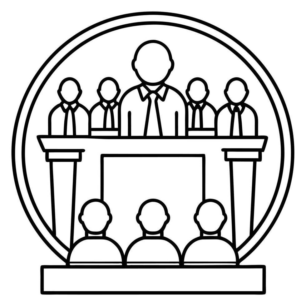 Judge at the podium line icon illustration vector