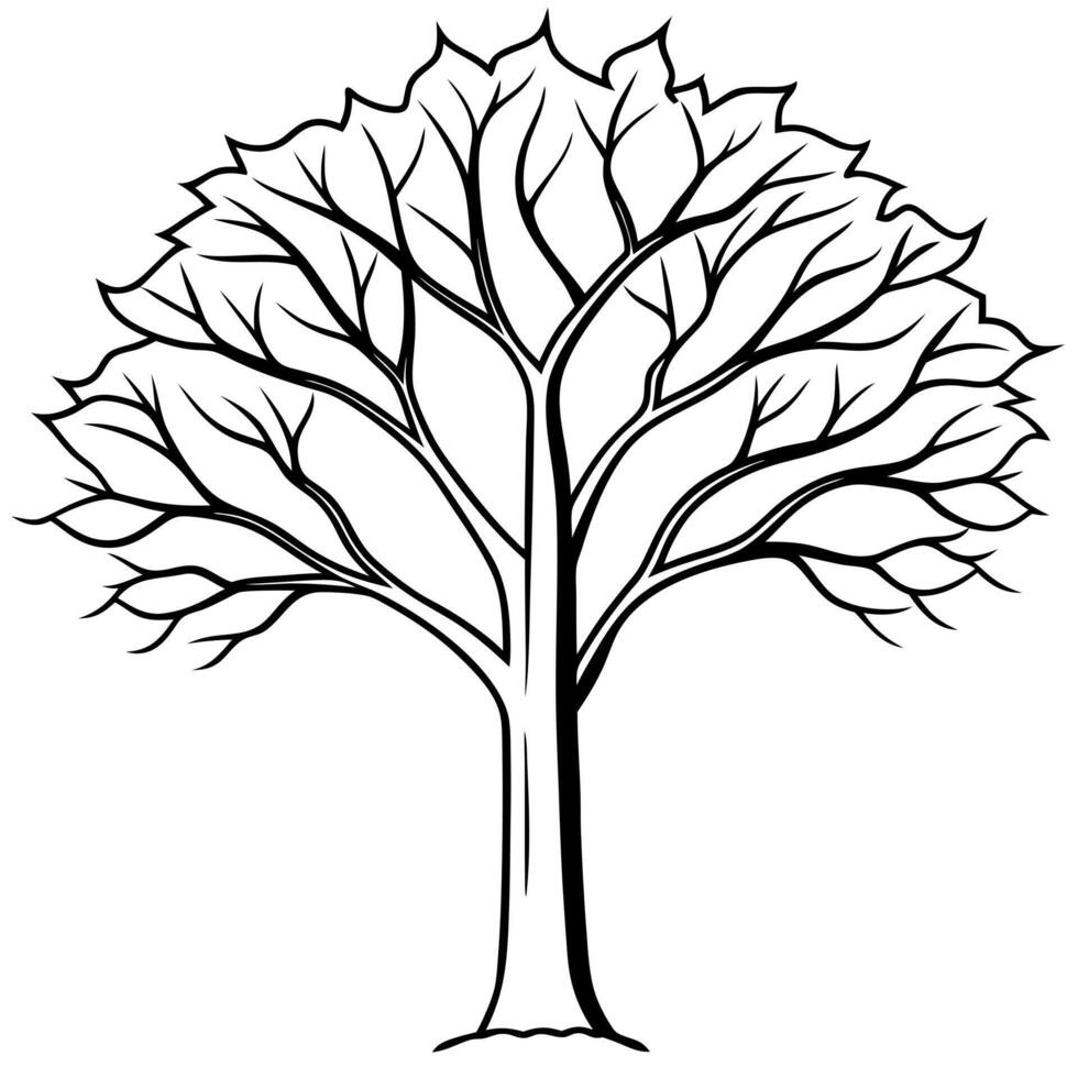 3d rendering of dynamic tree silhouette line art, illustration line art vector