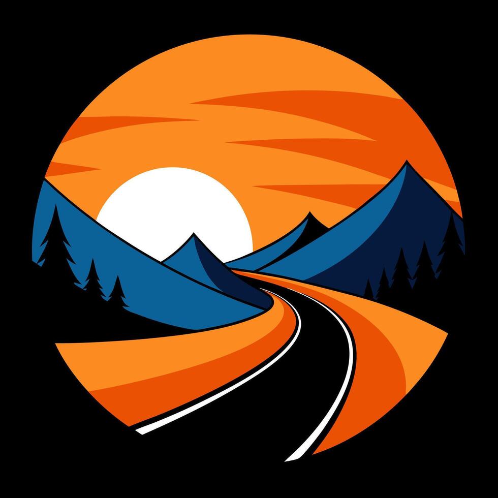 winding road in a circle, illustration line art vector