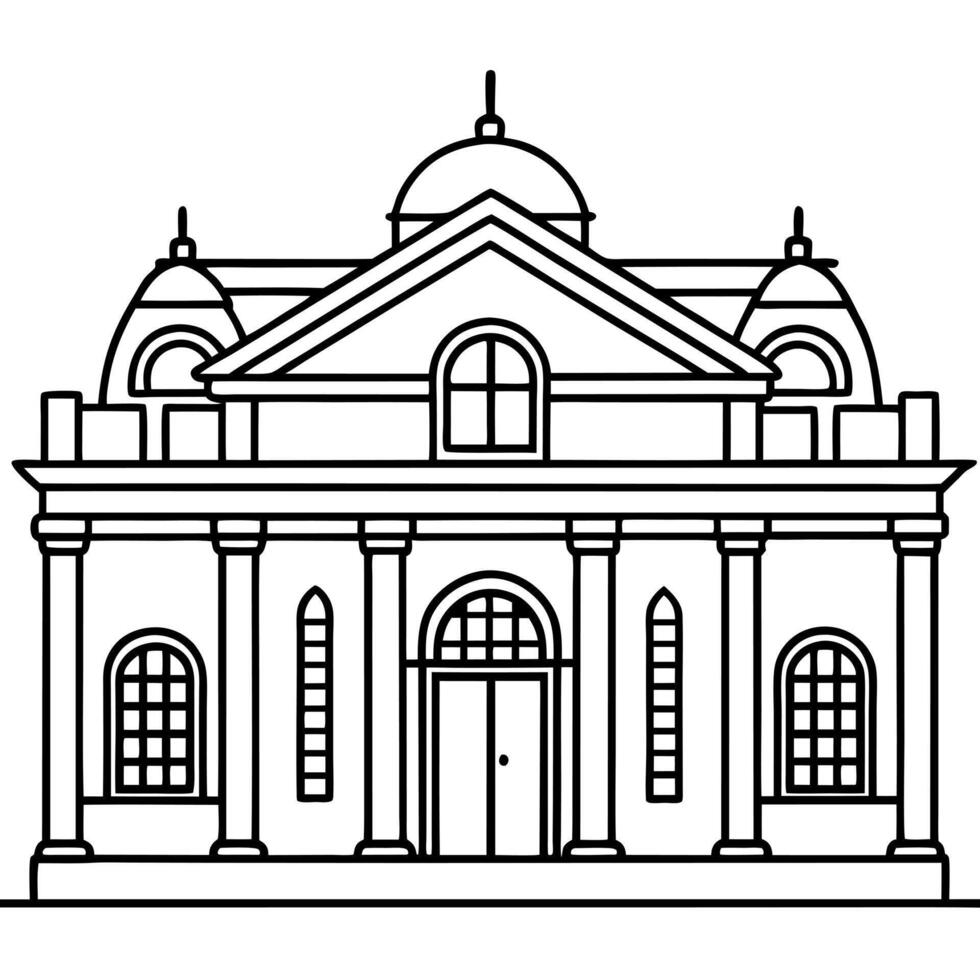 Church building outline illustration vector