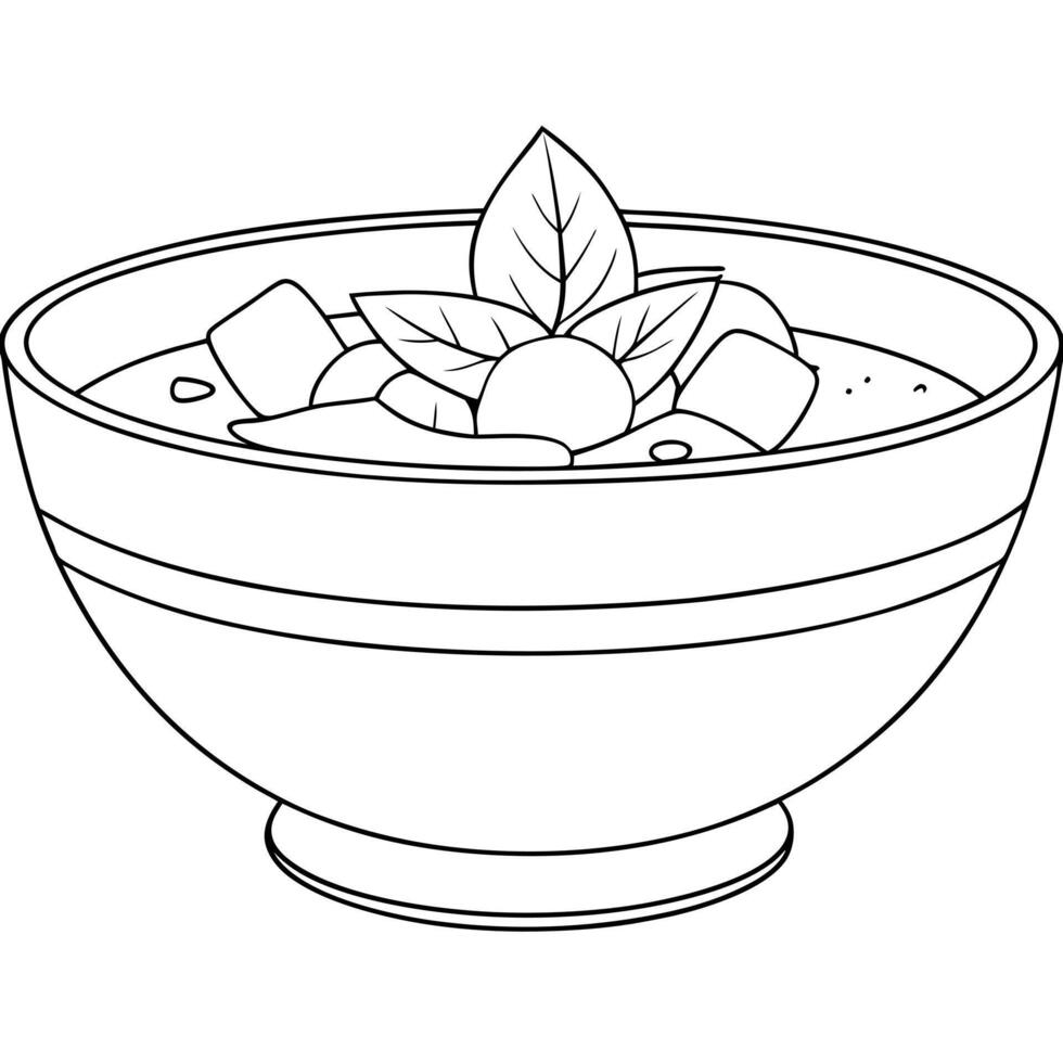 Bowl of soup coloring page vector