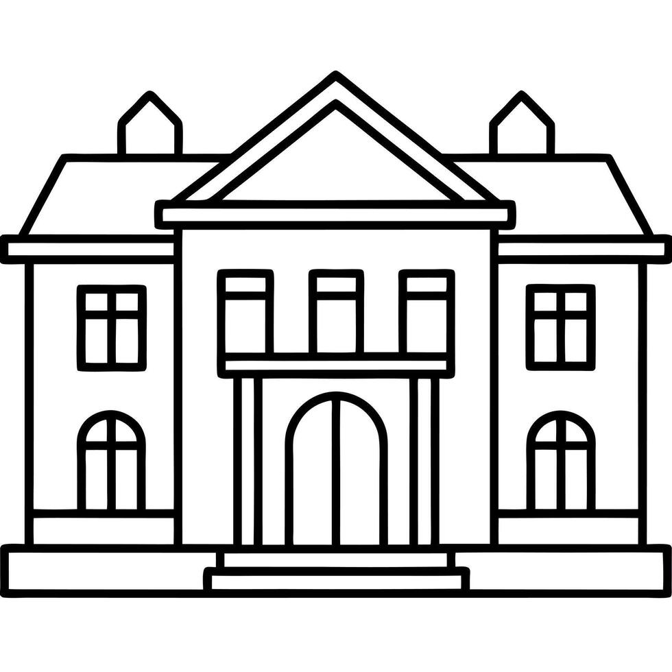 A black and white outline of a house vector