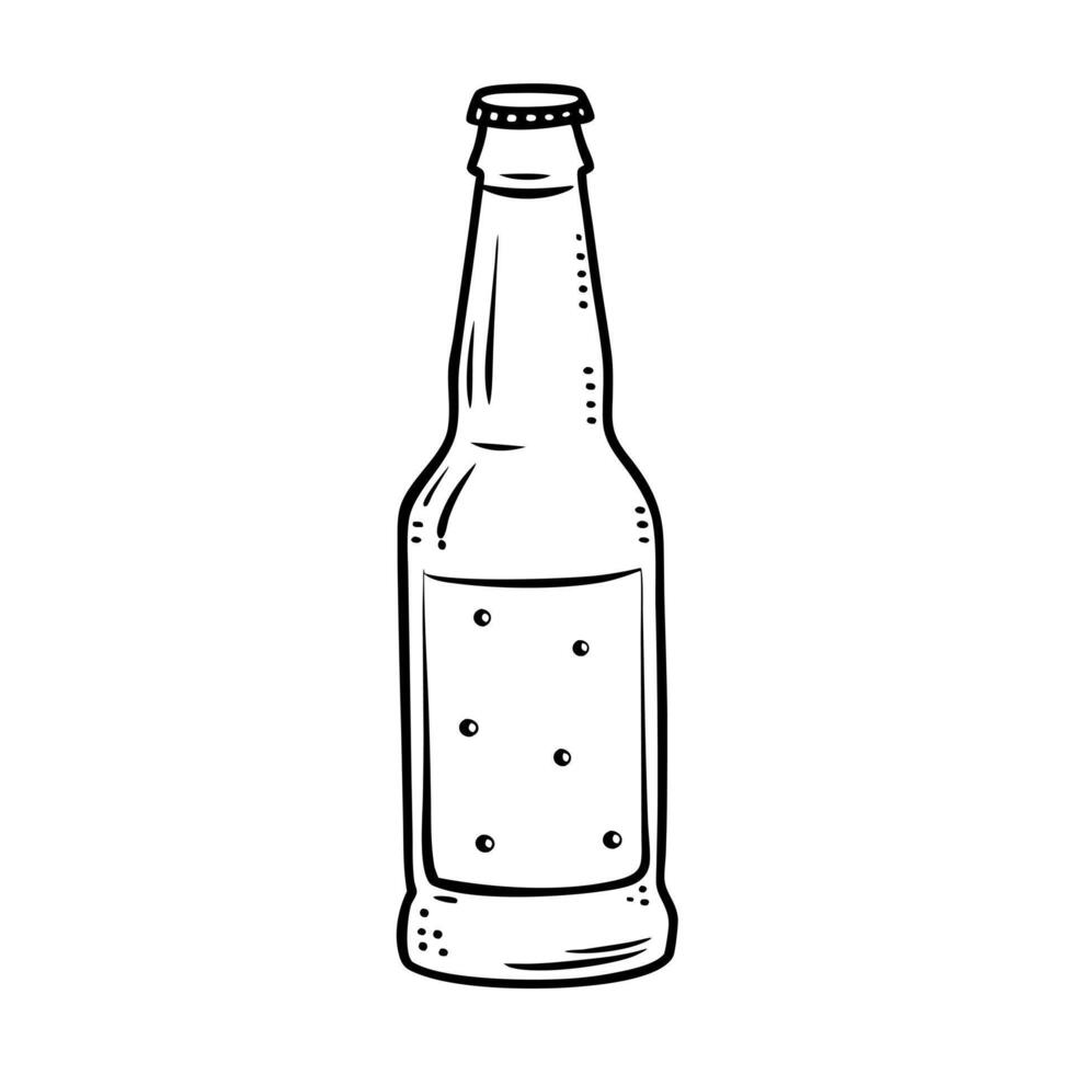 bottle of beer, illustration line art vector