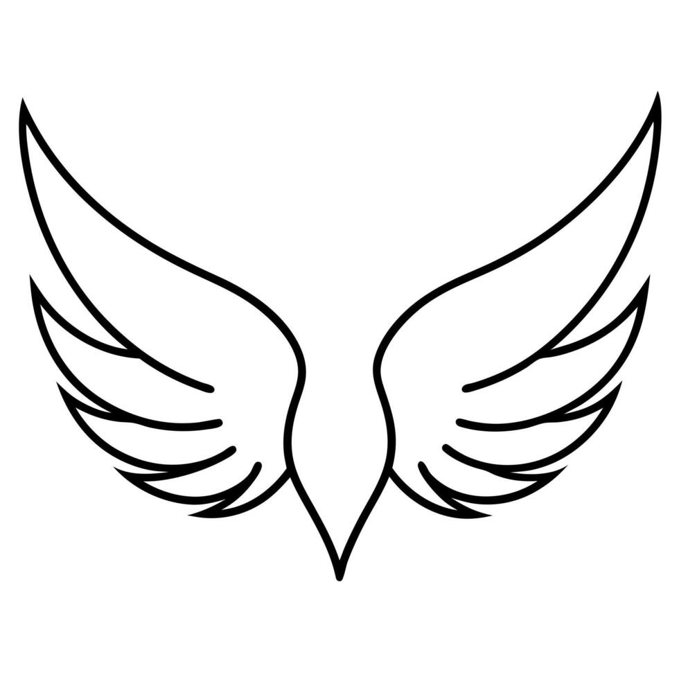 A black and white drawing of a winged bird vector