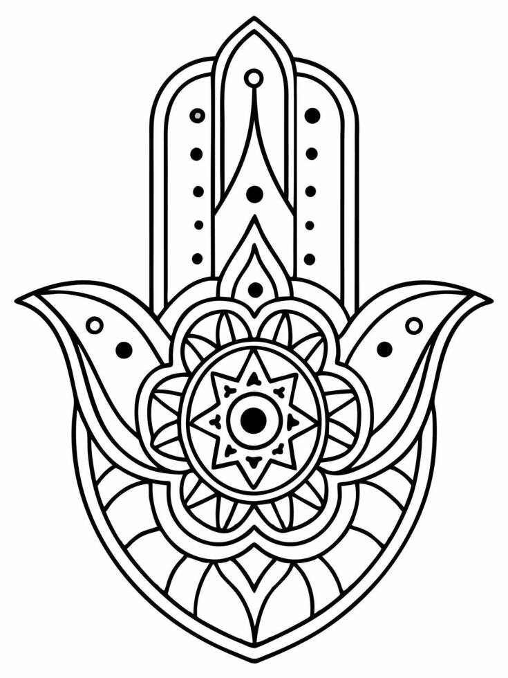 A hamsa hand with an ornate design vector