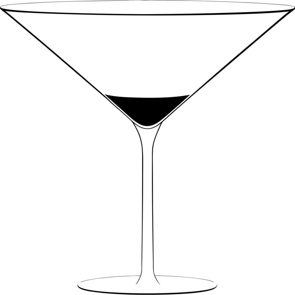 A martini glass with a black and white outline vector