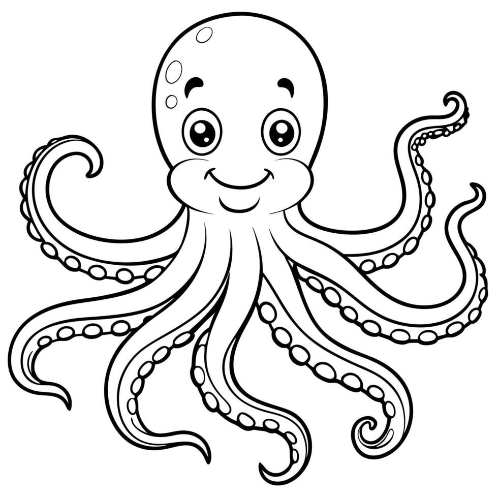 Octopus coloring pages for kids vector