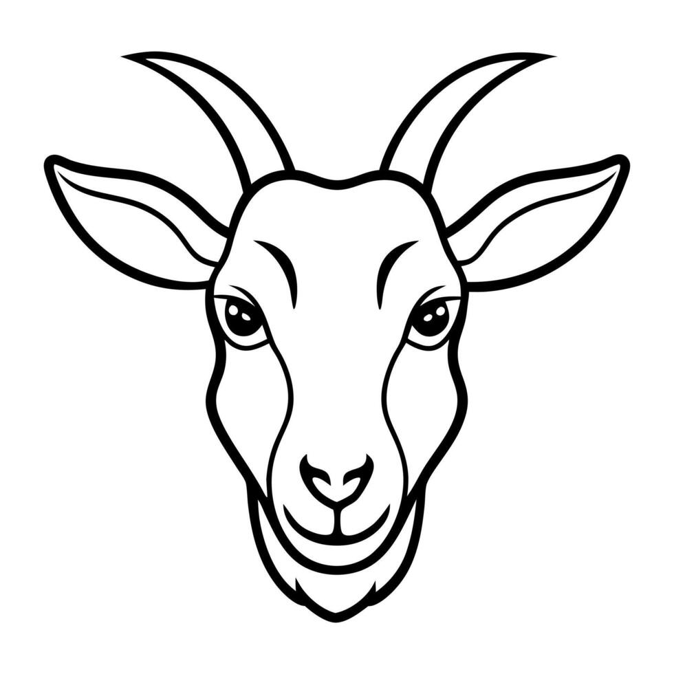 goat face black , different style art, solid white color background, illustration line vector