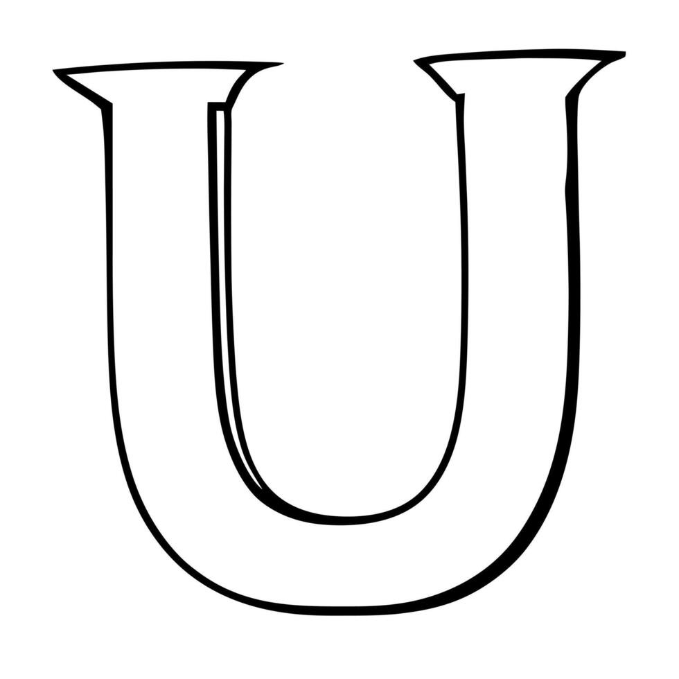 A black and white drawing of the letter u vector