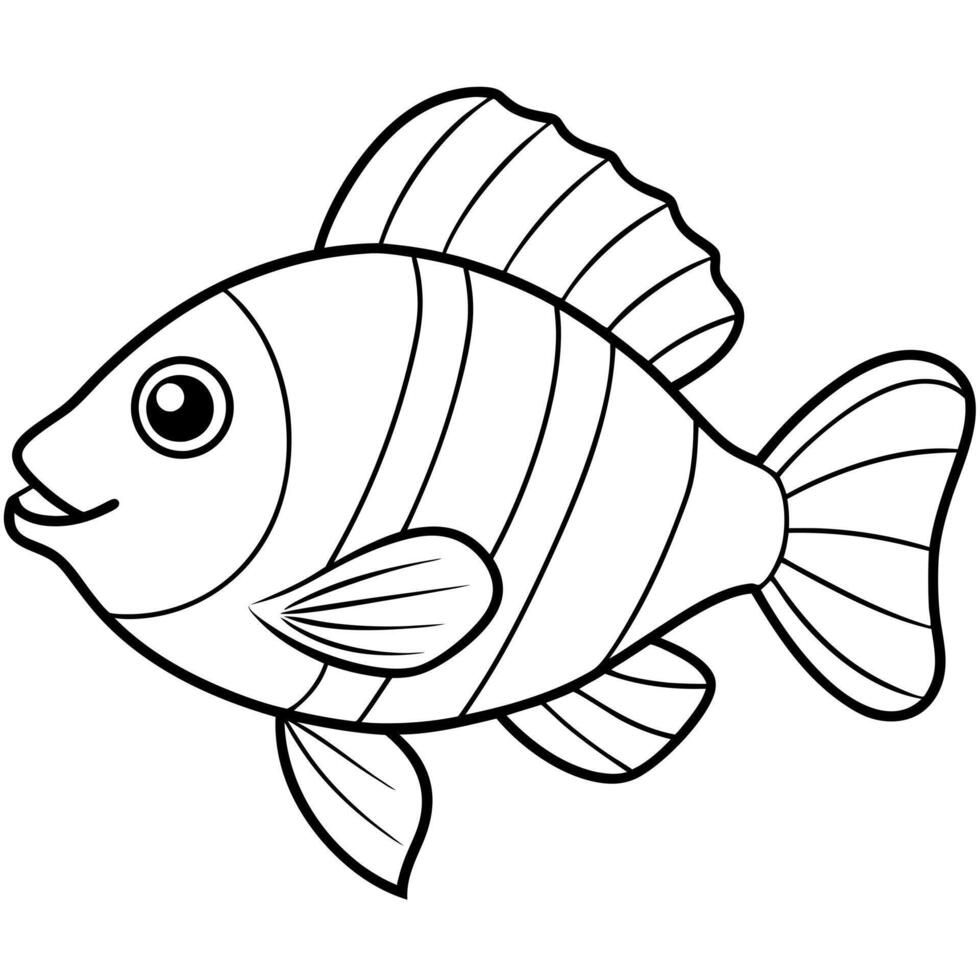A fish coloring page for kids vector