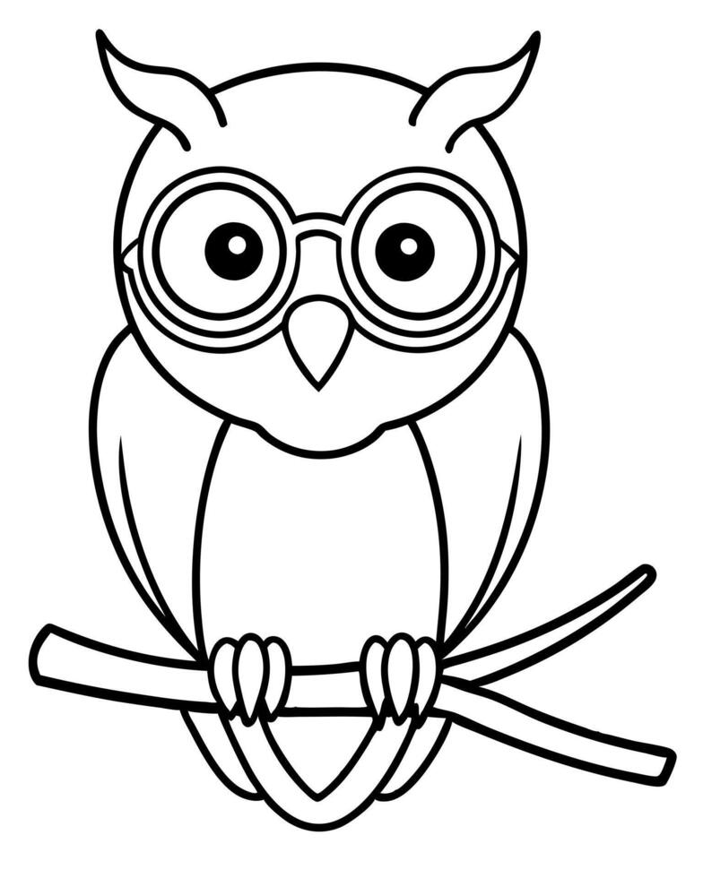 Owl with glasses coloring page vector