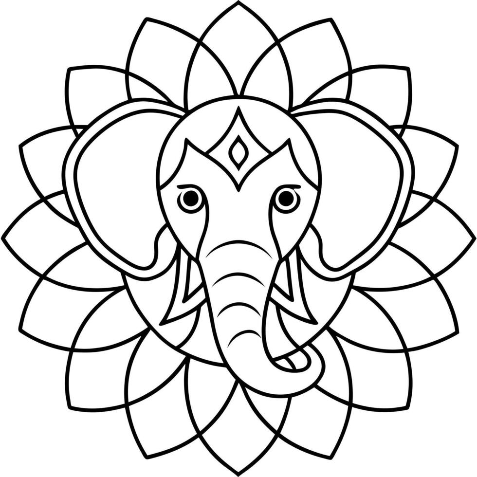 An elephant head in the center of a flower vector