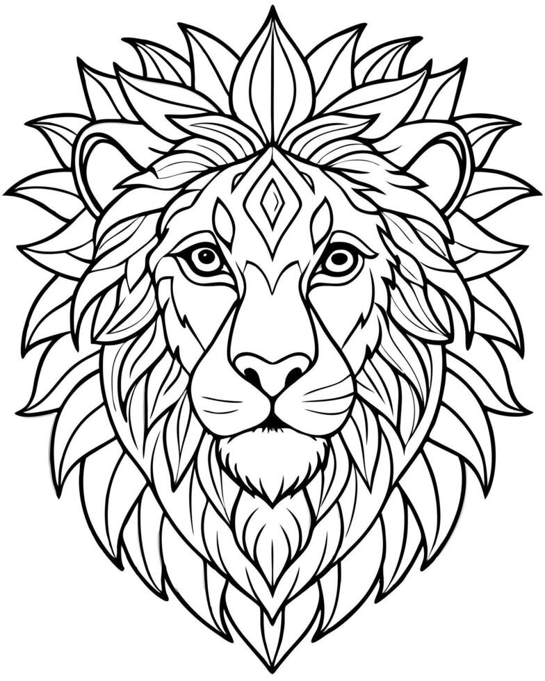 Lion head coloring pages vector
