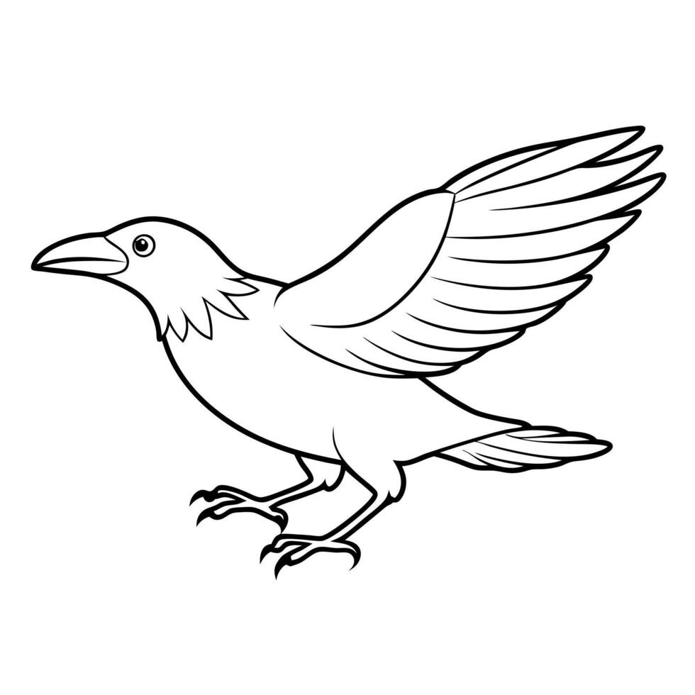 A black and white drawing of a bird flying vector