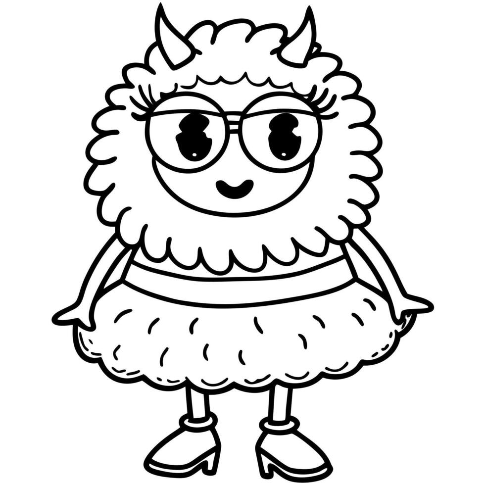 A cartoon sheep with glasses and a dress vector