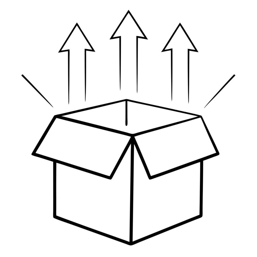 An open box with arrows coming out of it vector