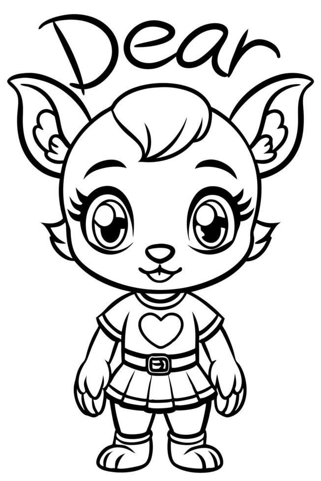 a cute dear art image withe white background, illustration line art vector