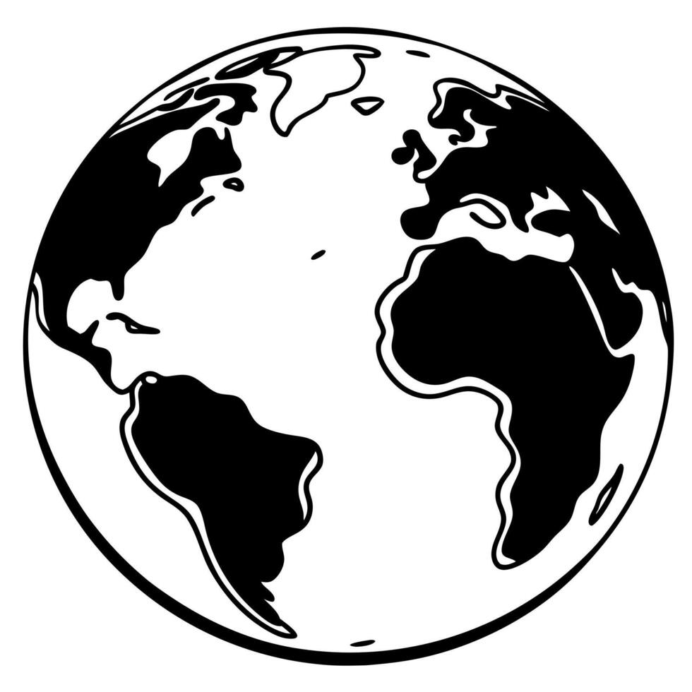 A black and white drawing of the earth vector